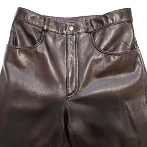 Bianca Nygard Women's Chocolate Brown High Waisted Leather Pants Size 8